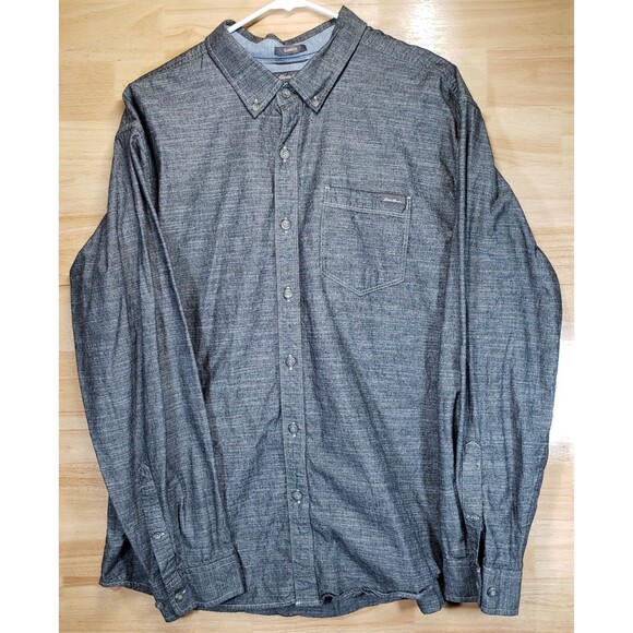 Eddie Bauer Men’s Button Up Shirt XL Classic Fit Gray Chambray Cotton - Picture 2 of 9